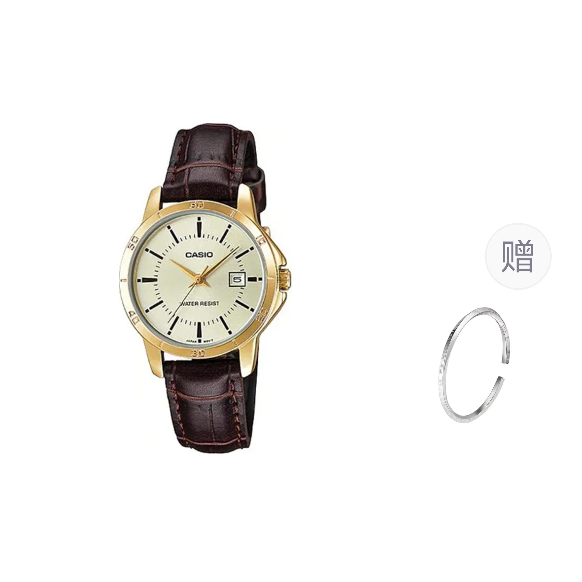 CASIO Women s Gold Watch LTP-V004GL-9A- Brown Strap