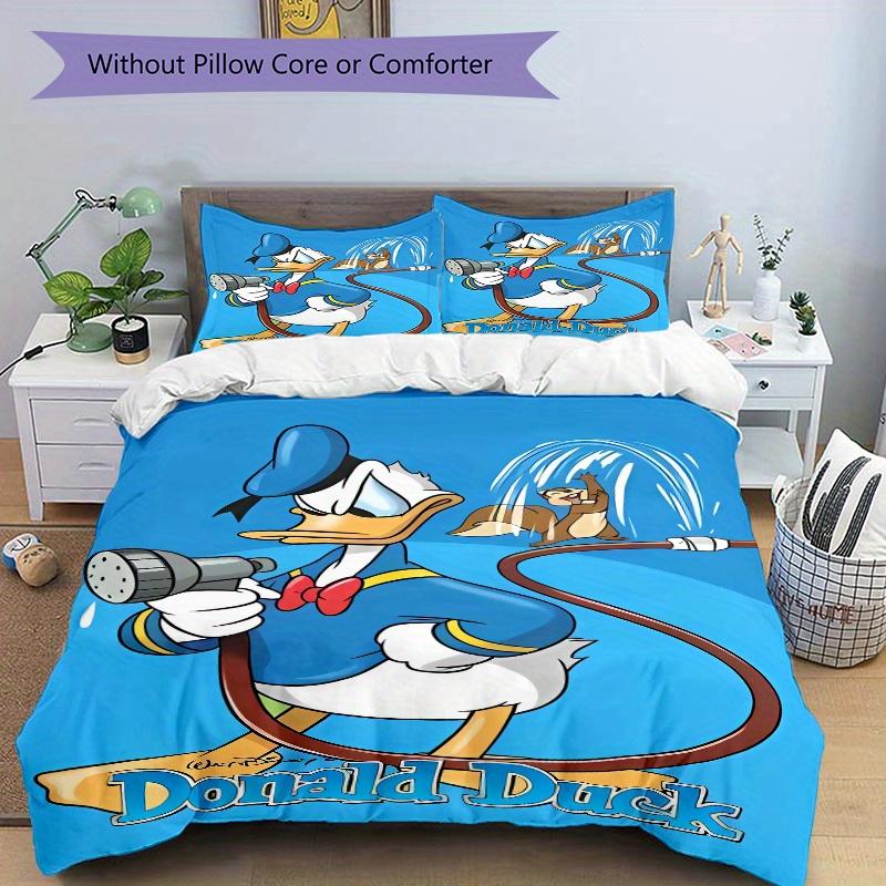 3pcs Blue Donald Duck Printed Quilt Set Soft and Comfortable Quilt Cover for Bedroom, Guest Room W003