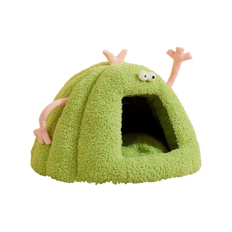 Cartoon Theme Pet Bed Warm Shelter House For Dog Cats With Semi Enclosed Design Cold Weather Pet Cave Home Decoration