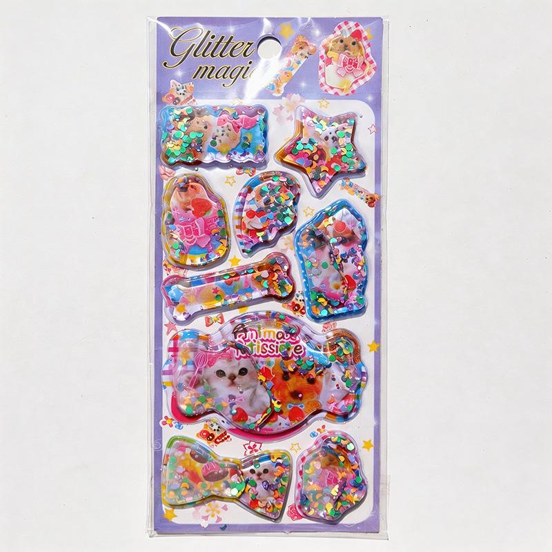 Japanse Kawaii 3D Shaker Stickers Glitter Schudbare Cartoon Meisje Puppy Decals voor Scrapbooking, Journals, Telefoonhoesjes Meisjescadeau