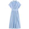 Fashion Style 2024 Autumn New Women's Clothing Stylish Elegant Knot Midi Skirt Shirt Dress 3564083