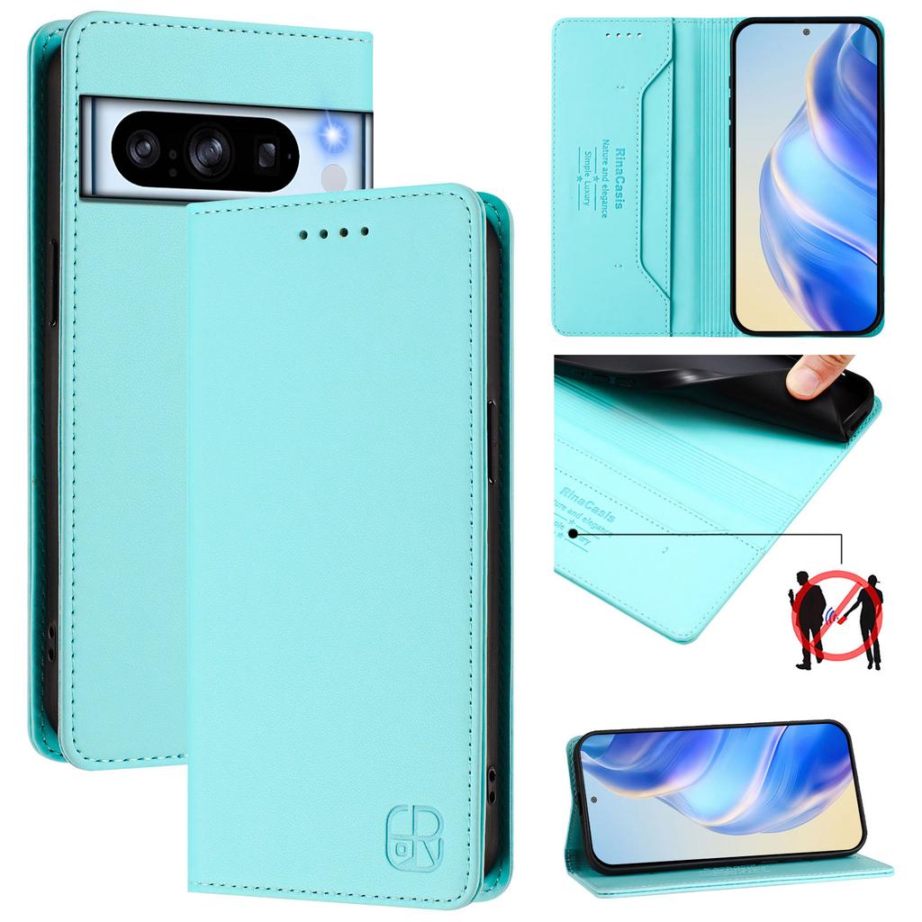 For Google Pixel 8 Pro Leather Case RINACASIS RC01 Phone Cover with RFID Blocking Wallet Stand