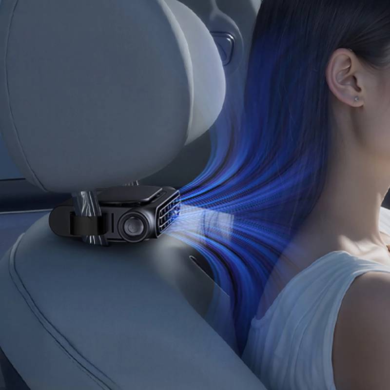 Usb Car Seat Fan With Double Turbine Quiet Noleaf Ventilation For Travel Comfort