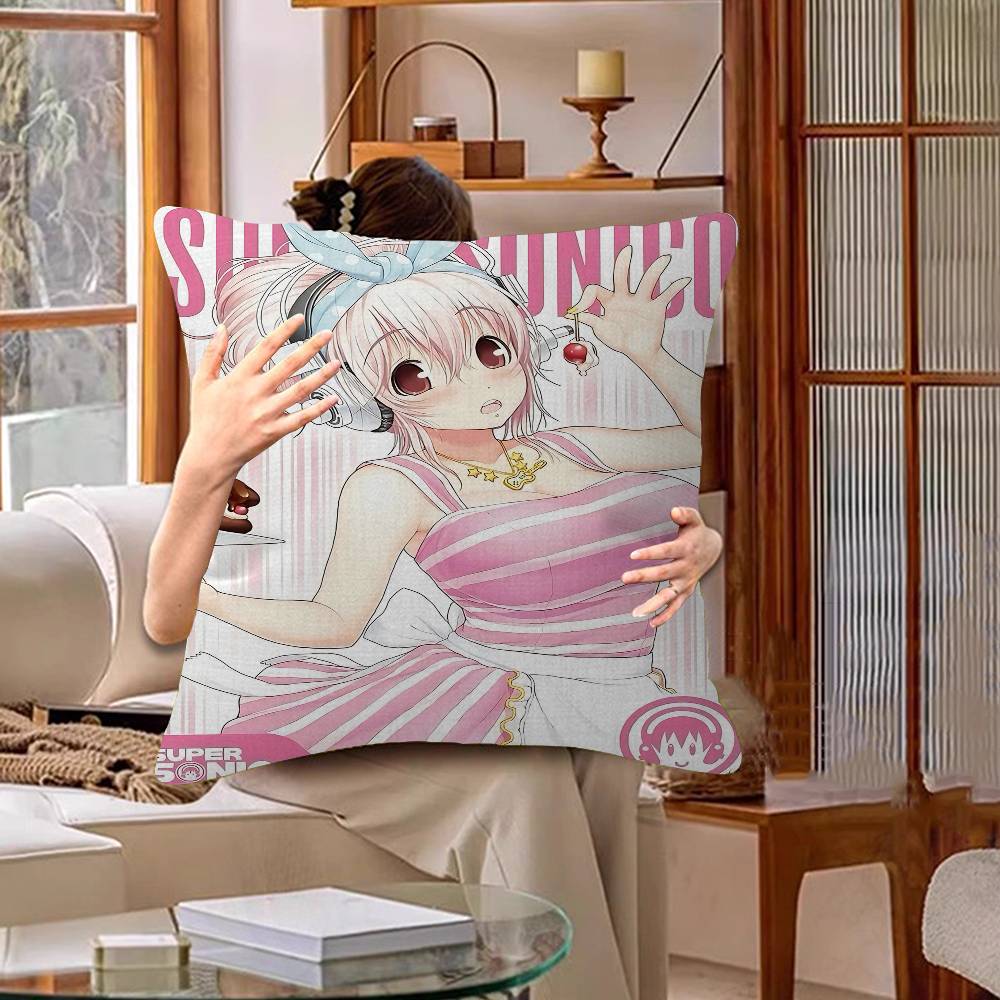 S-Super S-Sonico Pillow Cover For Bedroom Room And Living Room Sofa Decorative Cushion Cover