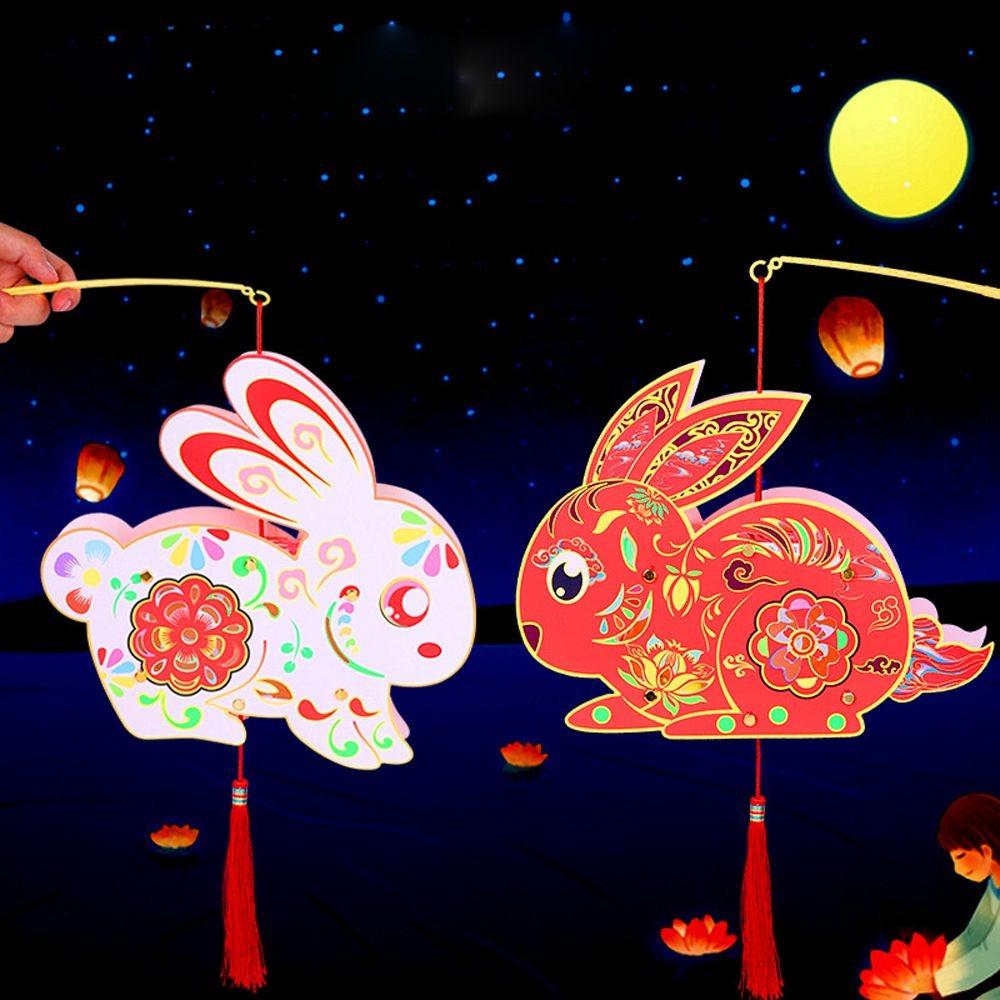 Cartoon Mid-Autumn Festival Lantern Luminous Style Antique Rabbit Flower Lantern Ancient Traditional