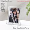 Clear Glass Picture Frame Minimalist Crystal Tabletop Photo Frame Multiple Sizes 5/6/7/8/10inch/A4 for Home Office Decor