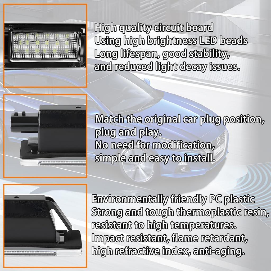 HZEL Car LED License Plate Light, 2PCS Vehicle Rear Tag Lamp Assembly, Automotive Tail Xenon Tag Lighting Kit Replacement Accessories Compatible With