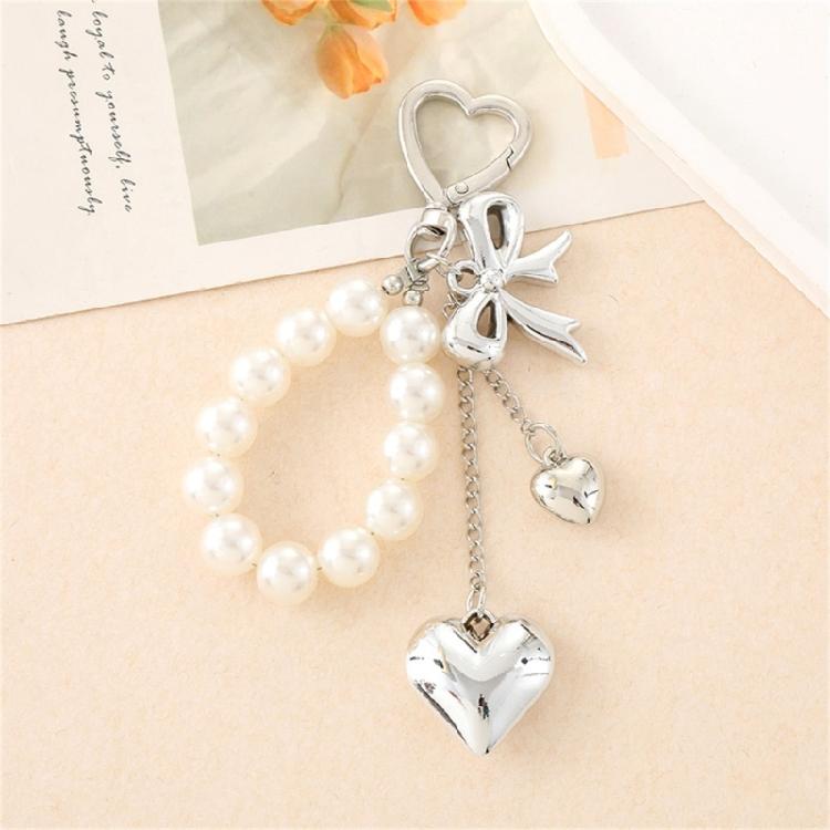 Pearls Bows Keychain Bag Charms Car Keyrings Bag Charms Accessories for Purse Backpack Decorations Valentines Day Gifts