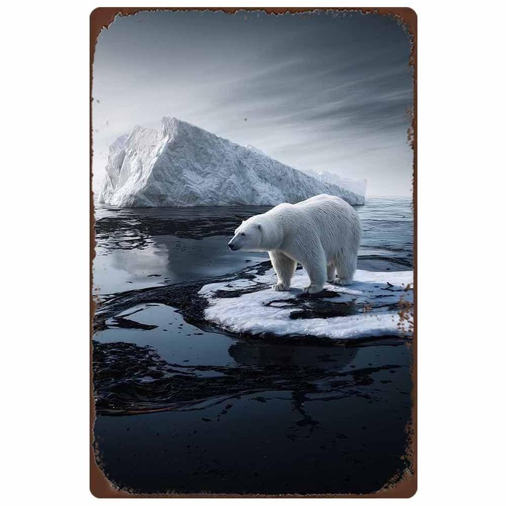 Retro Black Bear Mist Art Tin Sign 20x30cm Dramatic Wall Decor