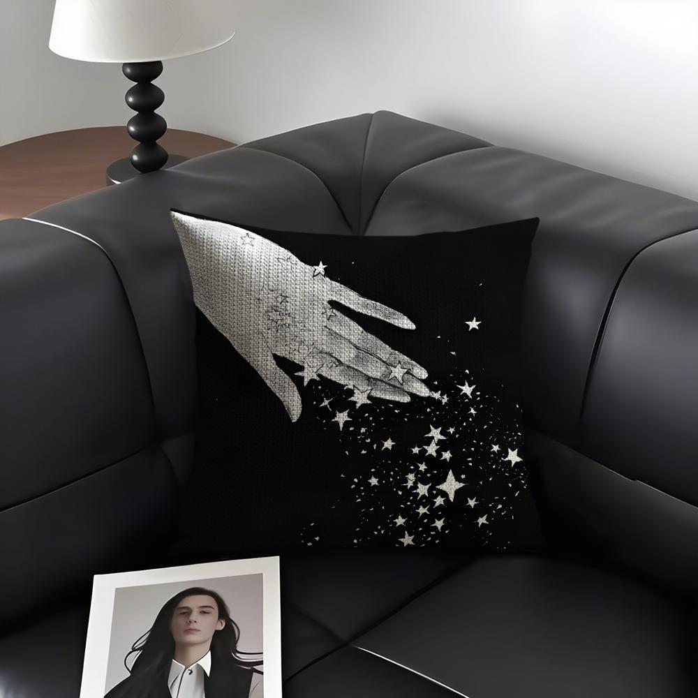 C-Celestial H-Hands Art Print Cushion Cover Natural Linen Organic Fabric Double-Sided Printing Sofa Home Decor Gift Pillow Case