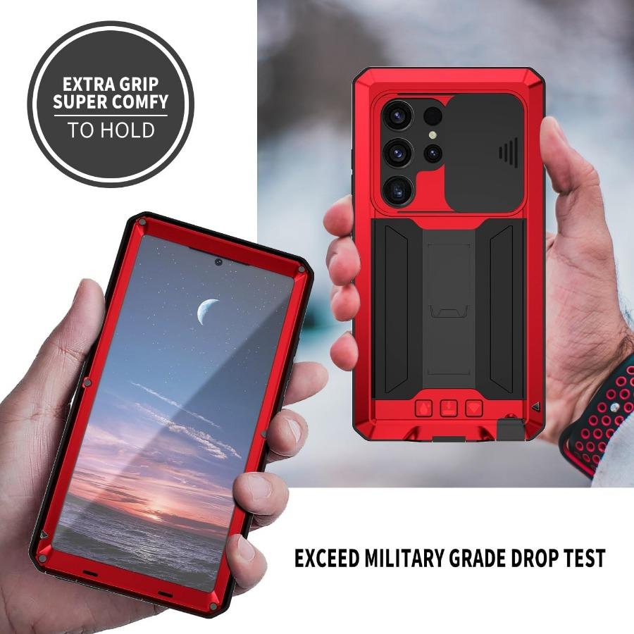 Aluminum Metal Shockproof Case For Samsung S25 Edge S24 S23 S22 Plus S21 Ultra Heavy Duty Screen Protector Sliding Camera Cover