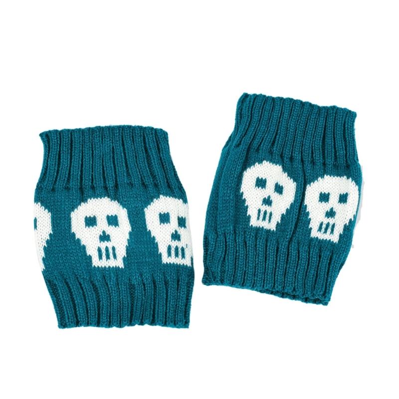 Lolitas Leg Warmers Punk Skull Knitted Leg Sleeves Goth Baggy Cuffs Ankle Heap Socks JK Uniform Foot Cover Streetwear