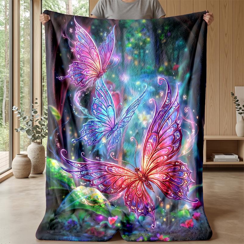 Fairy with Star Wand and Butterflies Theme blanket Lightweight Warm Flannel Blanket Decorative Throw Blanket for Home Decoration