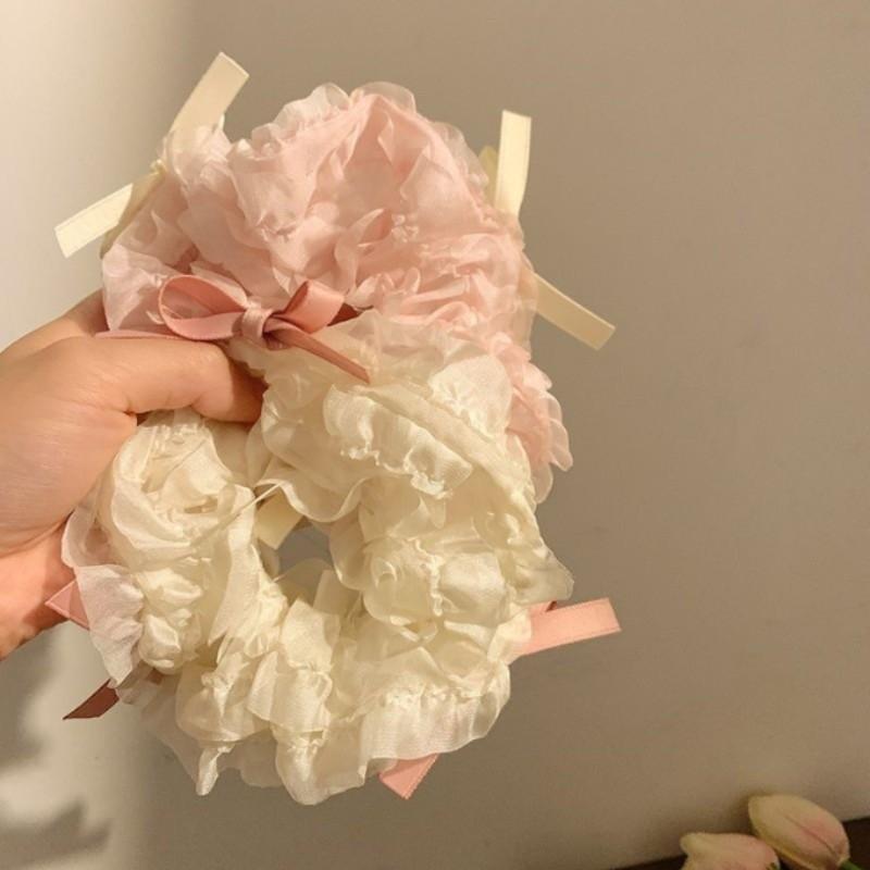 Sweet Mesh Lace Bow Hair Ring Women Ponytail Cute Scrunchie Fashion Hair Accessories