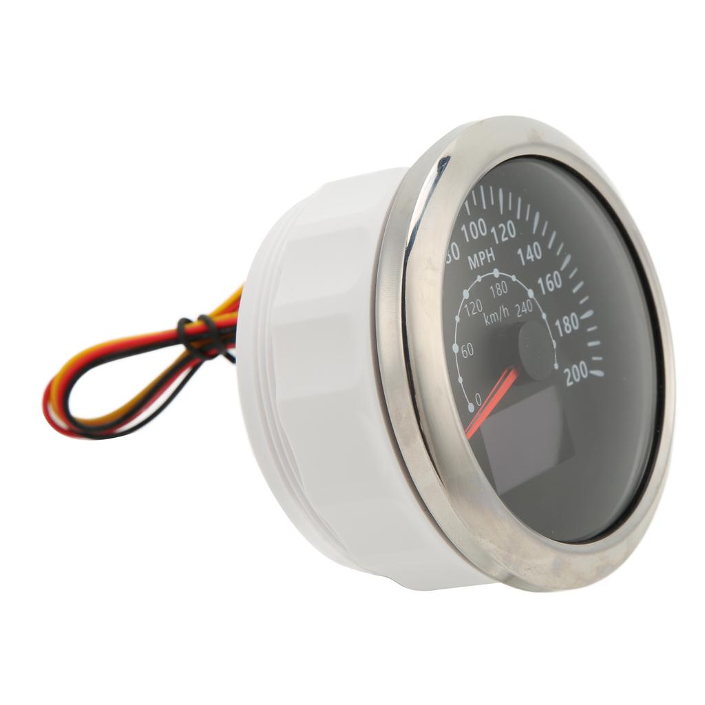 85mm GPS Speedometer 0‑200MPH 0‑300KM H IP67 Waterproof Digital Colorful Backlight Odometer for RV BoatBlack