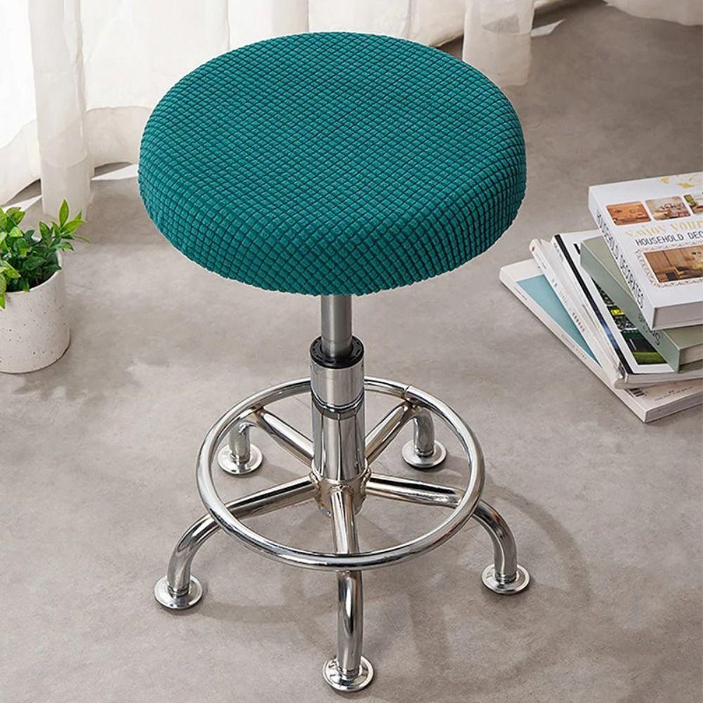 Solid Color Round Chair Cover Thickened Stool Cushion Cover Soft Bar Stool Cover