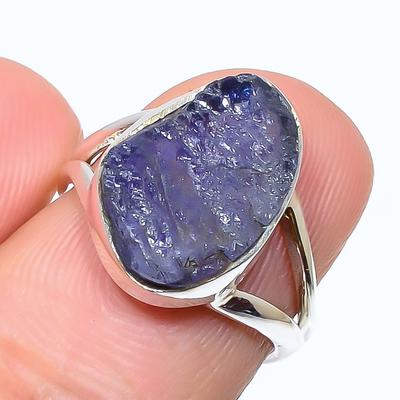Natural Tanzanite Rough Gemstone 925 Solid Sterling Silver Gift Ring S.5.5 U1m70