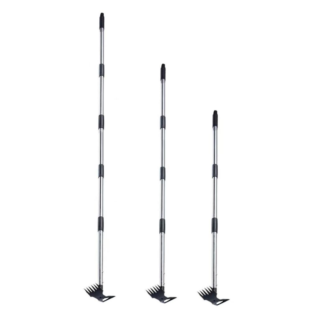 2 in 1 Stirrup Hoe with Tiller Cultivator Rake Hoe Garden Weeder Tool with Long Handle for Indoor Outdoor Gardening Planting