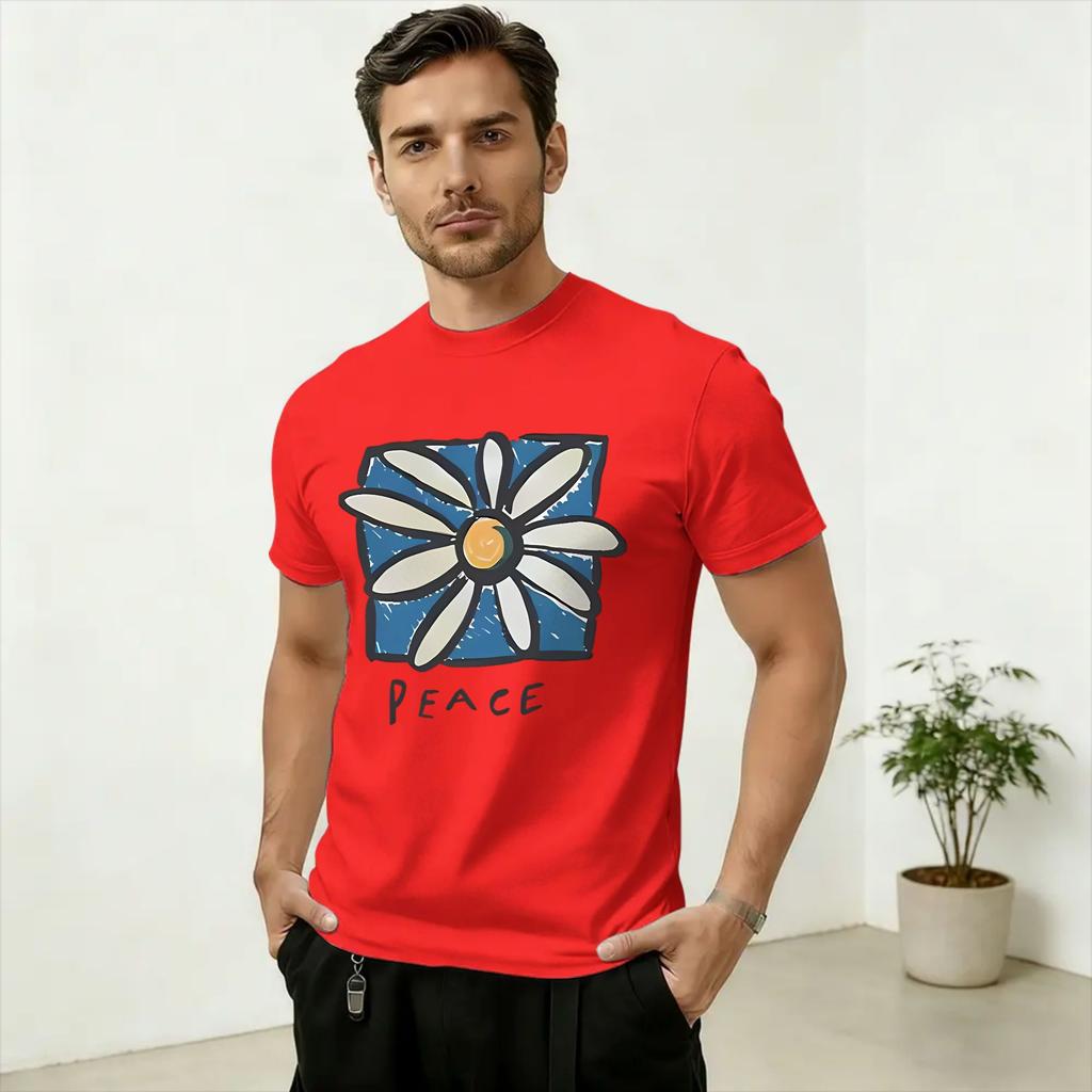 PEACE TShirt Summer 100 Cotton TShirts For Unisexs Harajuku Casual Tshirt ShortSleeved Vintage Clothing
