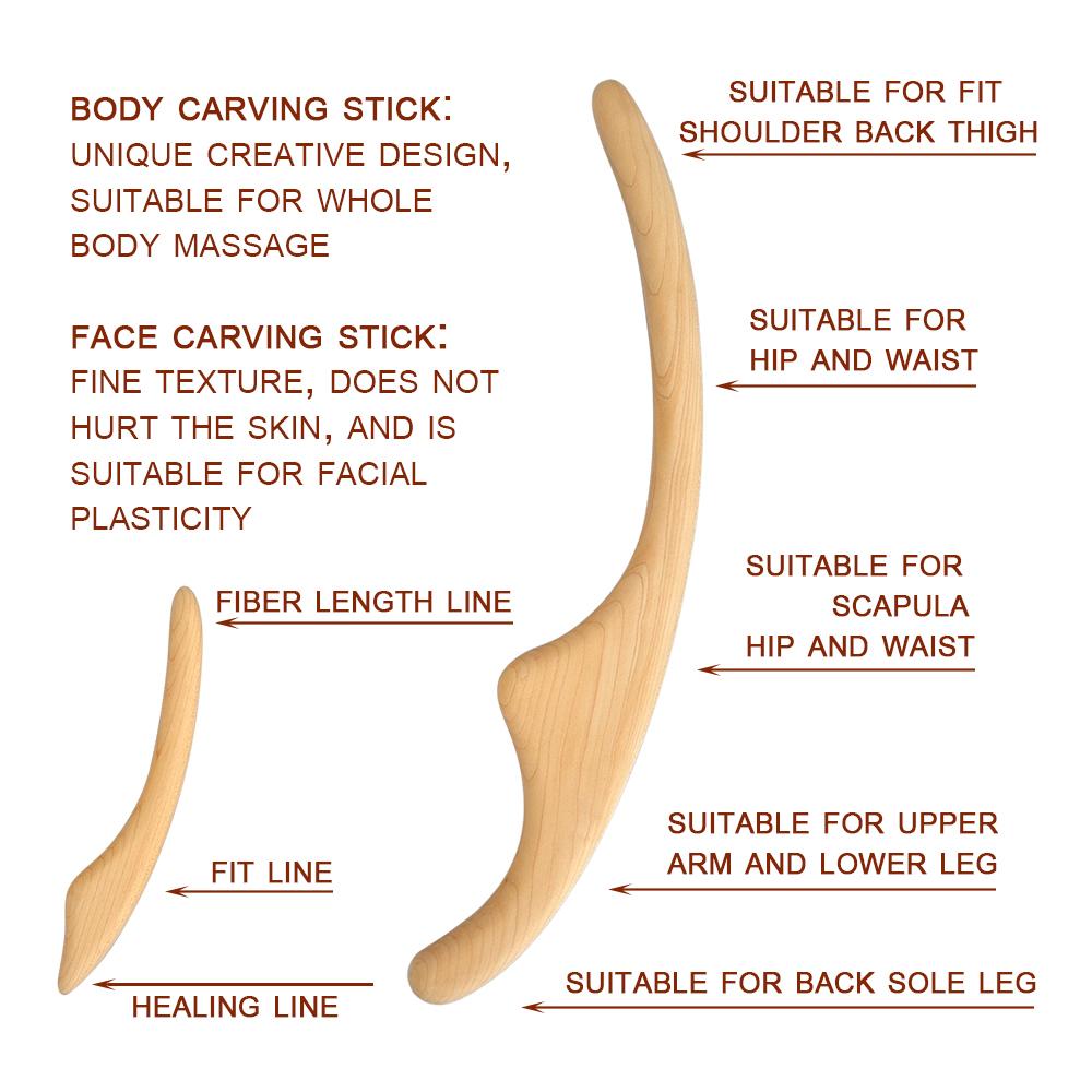 1Set Multifunctional Back Scraper Wood Massager Massage Scraping Stick Scraper Fat Burner Back Shoulder Massage Slimming Guasha