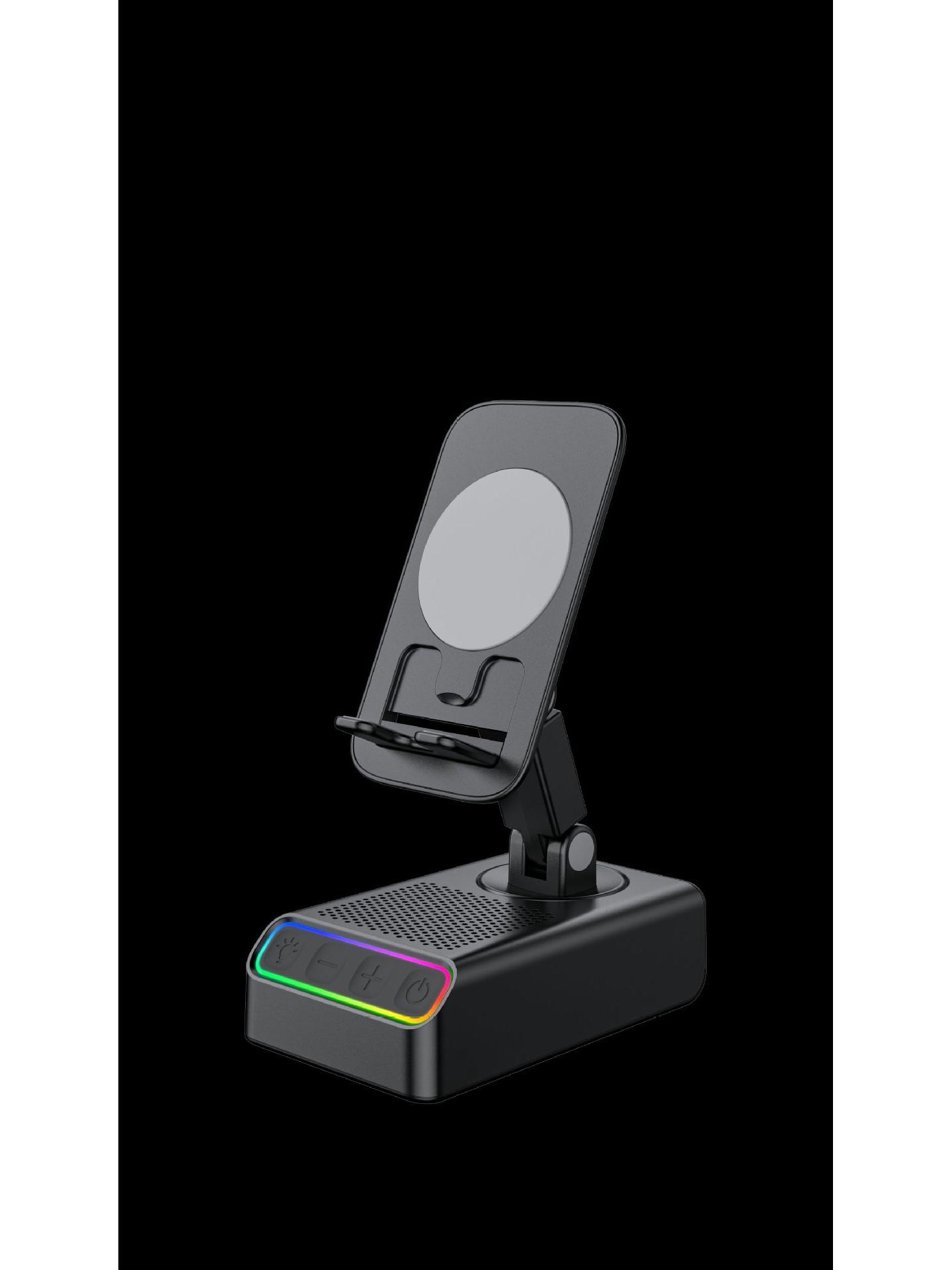 

Вращающаяся на 360° подставка для телефона и планшета с Bluetooth-динамиком, RGB-подсветкой и Hi-Fi настольным усилителем Stand and Auto-sensing Speaker чёрный