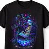 Cyberpunk Hacker Skelett Gamer Grafik Schwarz Unisex T-Shirt