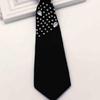 Rhinestones Embellished Necktie for Women Men Student Elegant Pre Tied Adjustable Black Ties for Uniform School Shirt