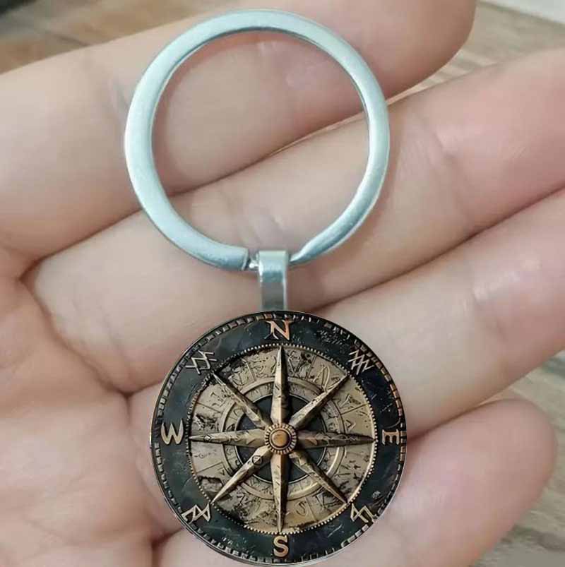 Portachiavi Bussola Nautica Vintage Lega di Zinco Perfetto per Borse Decorazione Auto Regalo Ideale per Uomini Halloween Ringraziamento