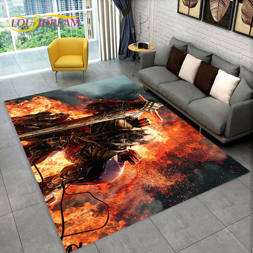 3D Transformers Cartoon Autobots Teppich für Zuhause Wohnzimmer Schlafzimmer Sofa Fußmatte Dekoration, Kinderzimmer Teppich Rutschfeste Bodenmatte Geschenk