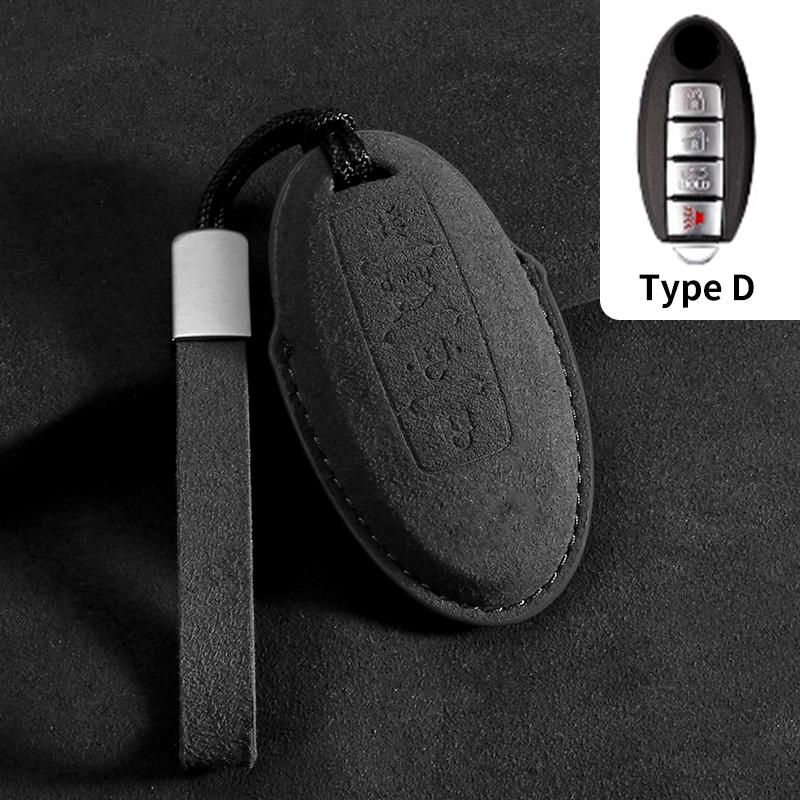 Suede Car Key Case Cover Fit For Q50 Q60 Q70 Qx50 Qx60 Qx70 G25 Fx Jx35 Fx25 Fx35 Ex37 Non-Oem Key Fob Protector