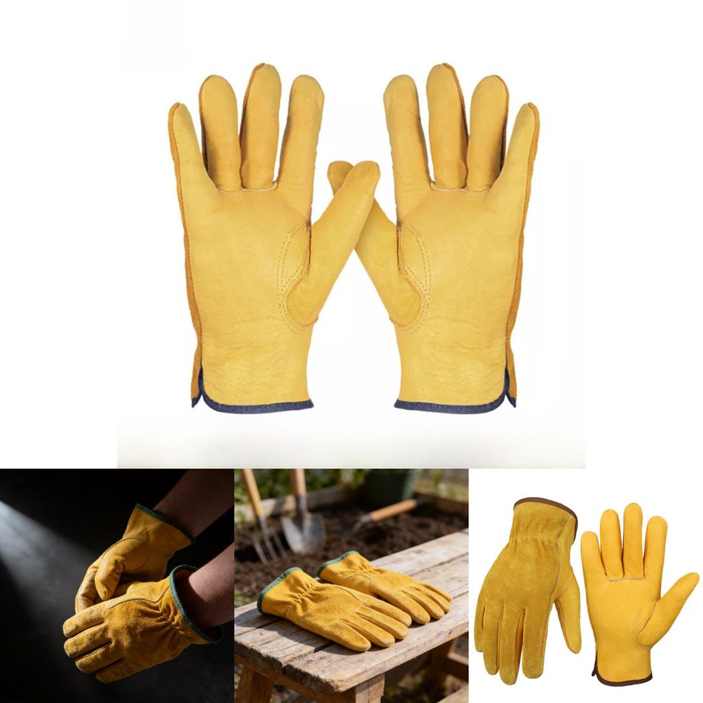 Work Gloves Cowhide Leather Gardening Mechanical Welding Safety For Industrial Use
