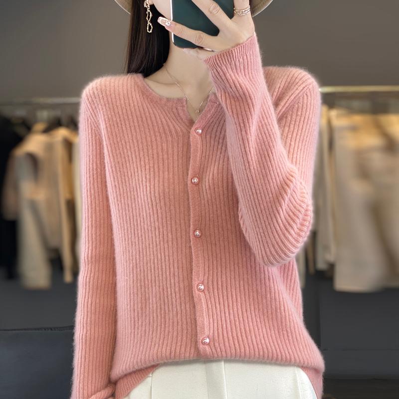 QingHe Kaschmir Damen 30% Kaschmir Cardigan - Weicher & Warmer Wollmischungs Pullover