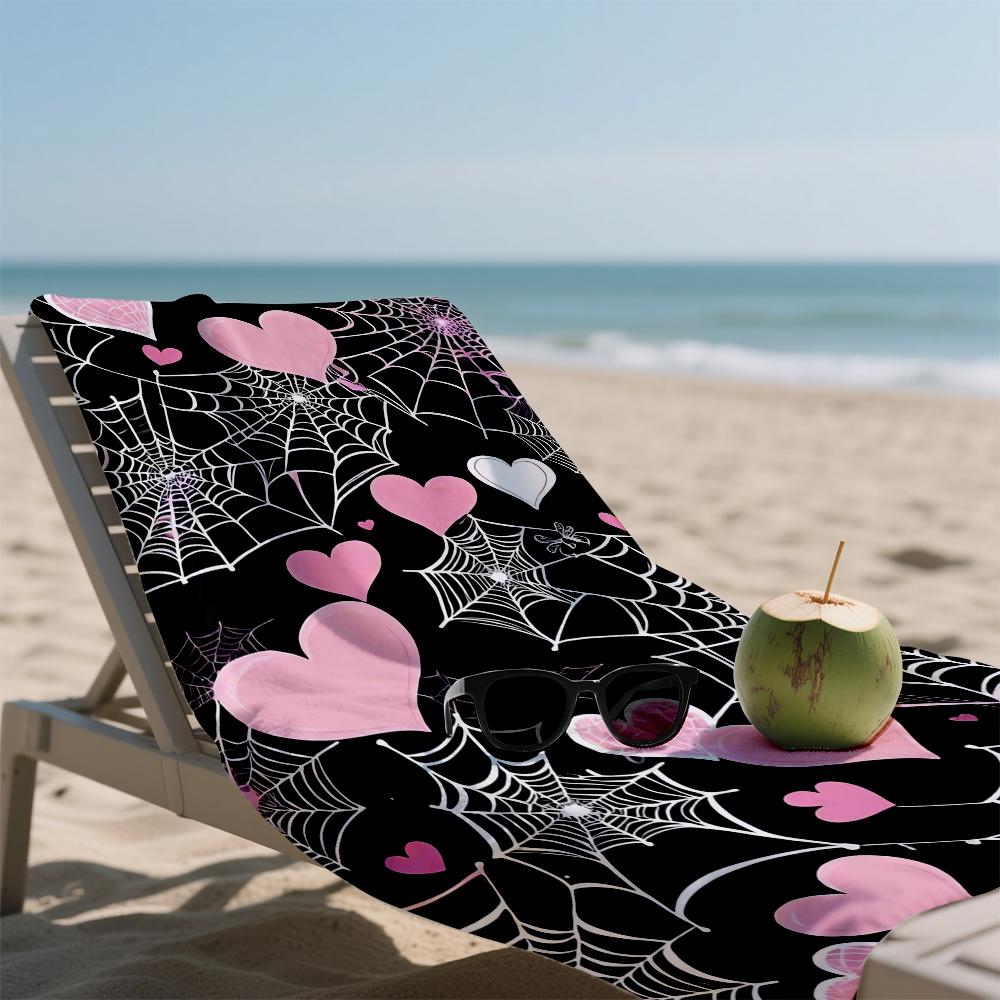 Hearts & Webs Compact Travel Beach Towel Super Absorbent Sand Resistant, Microfiber for Swimming Camping Yoga
