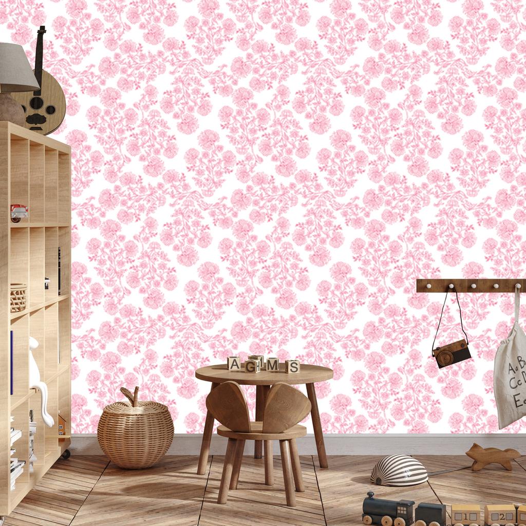Wallpaper Flowers background powder pink, center powder pink 50x1000