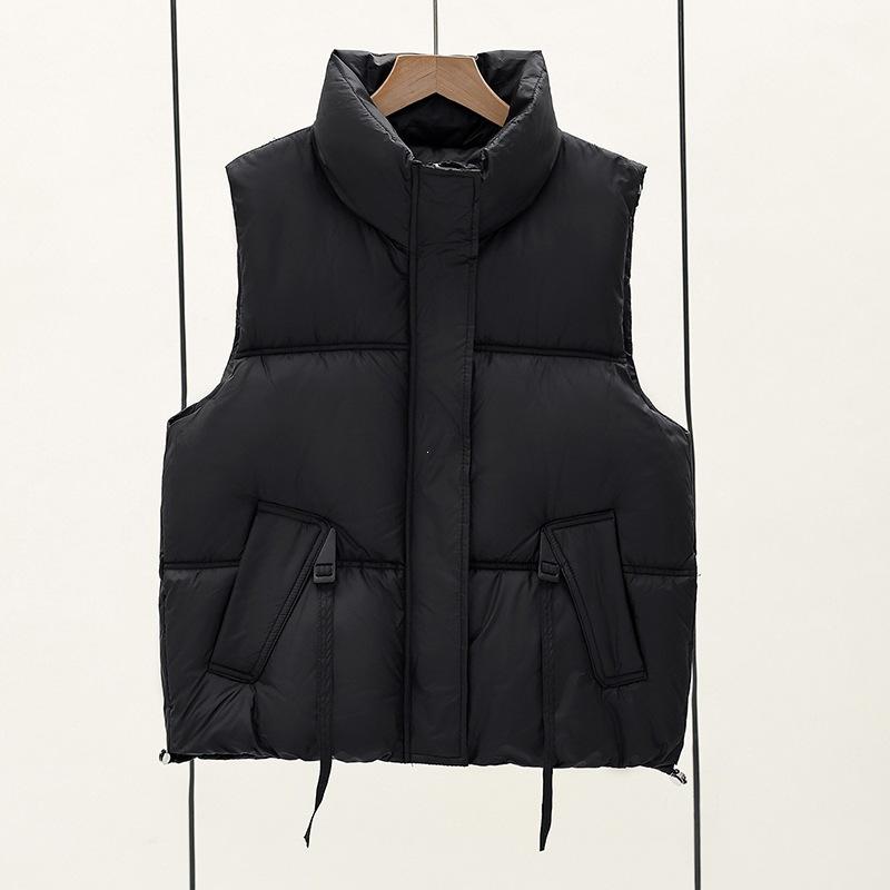 Vest jacket down cotton autumn and winter outer wear vest women's student fashion vest versatile new vest milk tea