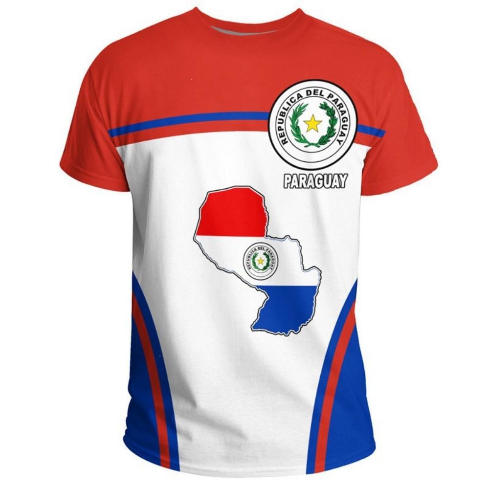 Paraguay Patriotic Polo Shirt, Casual Graphic Short Sleeve Top