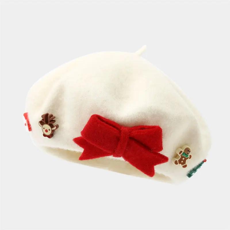 LDSLYJR Autumn Winter Cotton Cartoon Warm Beret Painter Hat Octagonal Hat Women and Girl 02