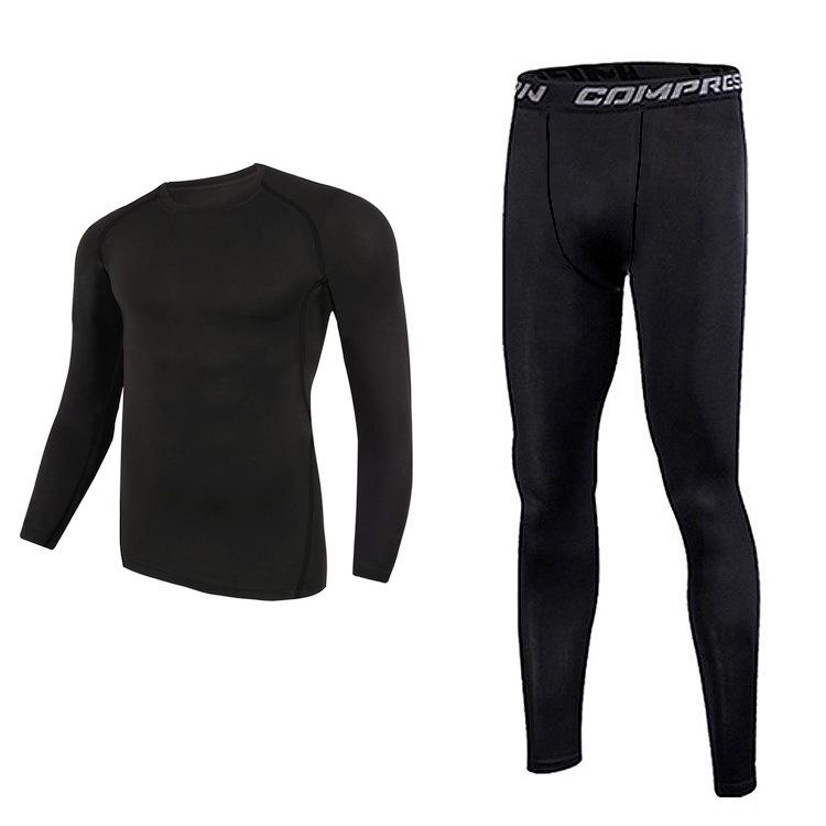Men's Thermal Running & Ski Suit: Elastic, Warm, Breathable Quick-Dry Fitness Wear for Basketball Training in Autumn & Winter.
