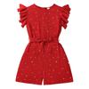Girls' Stylish Romper Suit Summer Kids' Printed Flying Sleeve Romper Shorts Casual Romper Suit