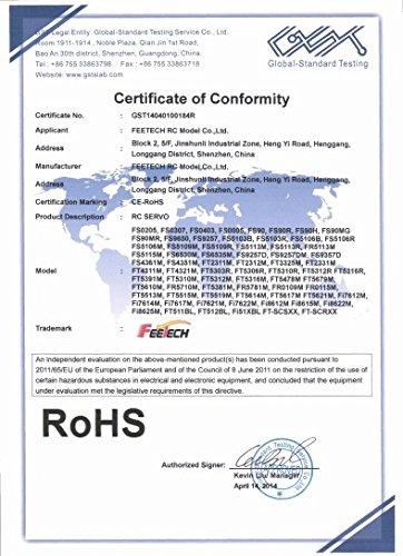 RCmall 360° Continuous Rotation Feetech FS90R Micro Servo, 6V 9G, Pack of 5