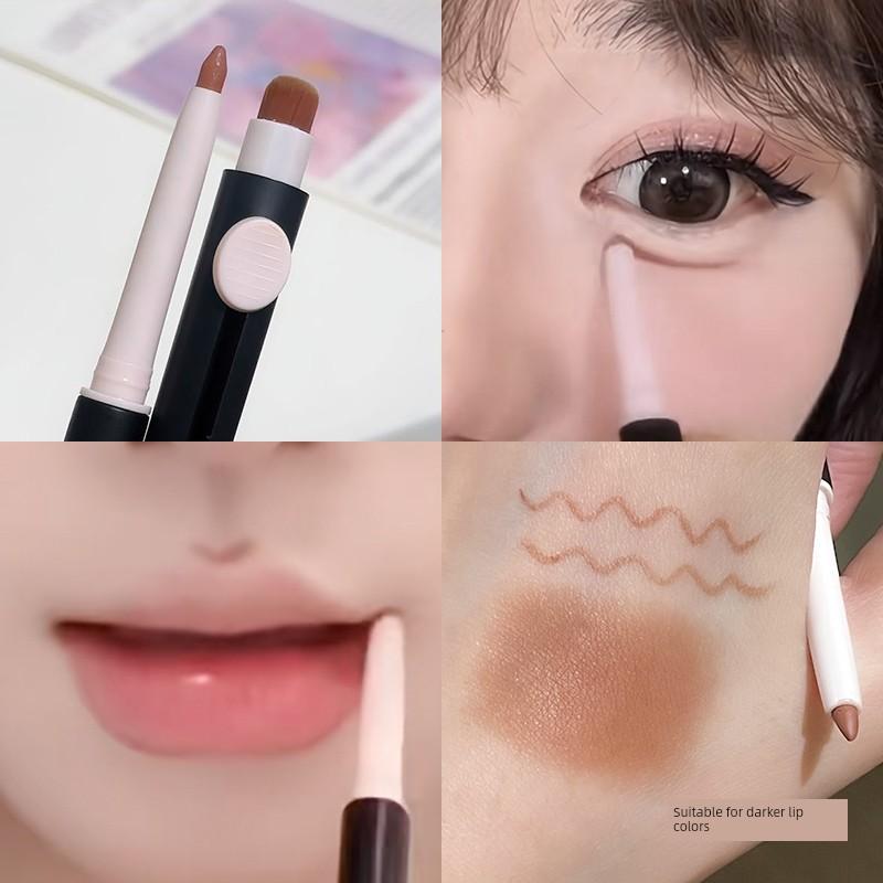 Double-Ended Lip Liner, Nude Flesh-Colored Multi-Purpose Pen, Long-Lasting Plump Lips, Natural Lipstick Pen, Waterproof and Non-Fading Lip Pen