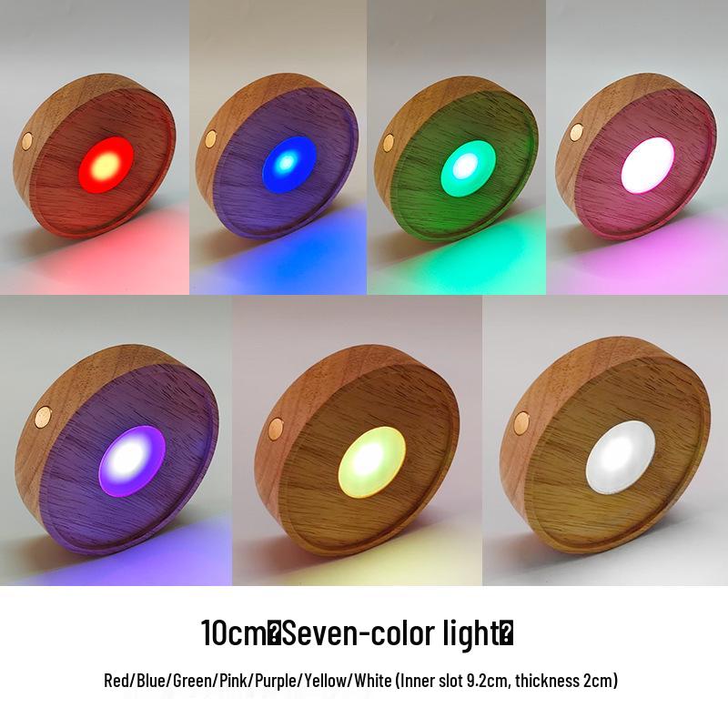 LED-Lit Solid Wood Base DIY Aromatherapy Diffuser with Stone Crystal Ornament
