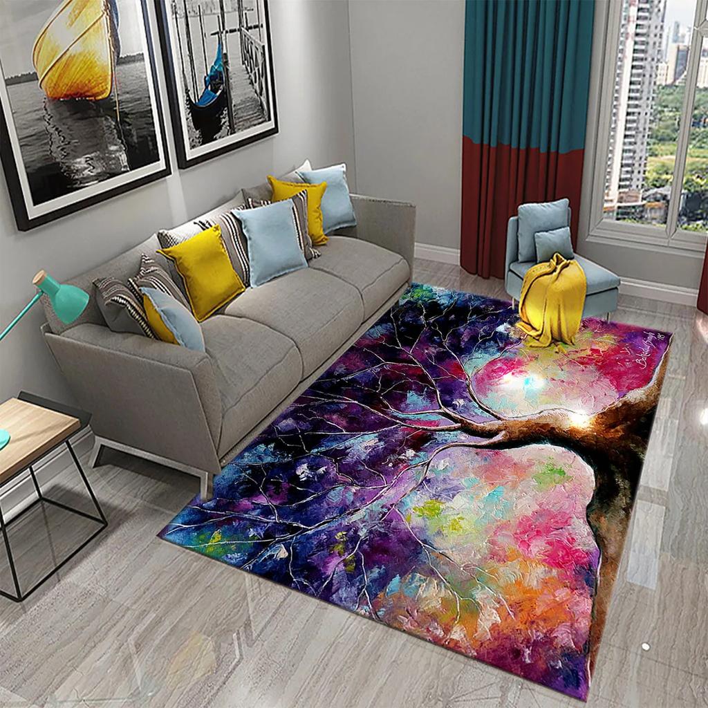 Tree Oil Painting Pattern Carpet Door Mats Doormats Kitchen Bathroom Non-Slip Carpet Living Room Bedroom Decor Floor Mat Rugs