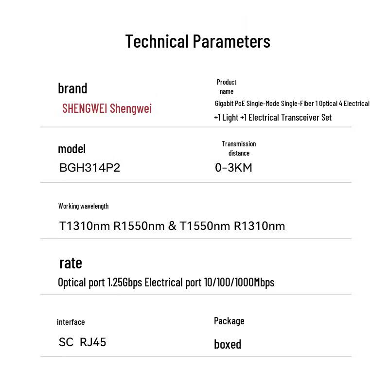 Shengwei Gigabit POE Glasfaser-Transceiver-Paar