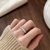 Trendy Korean Inspired Double Layer Textured Ring For Women Adjustable Size Fashion Accessory