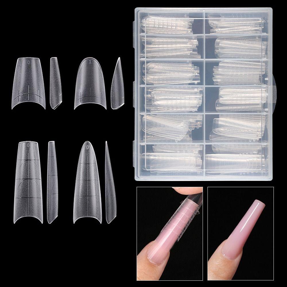 

Long Coffin Shaped French False Nails Half Cover Long Artificial Nails Nail Accessories Style 3