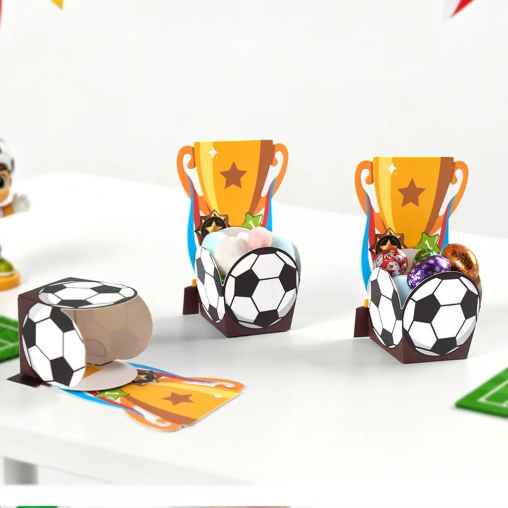 10-50PCS Cartoon Football Trophy Gift Packaging Boxes Children's Party Dessert Table Birthday Supplies Football Theme Candy Box
