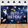 Cartoon Space Universe Planet Theme Happy Birthday Background Cloth Party Decoration Banner Boy's Gift Photography Background