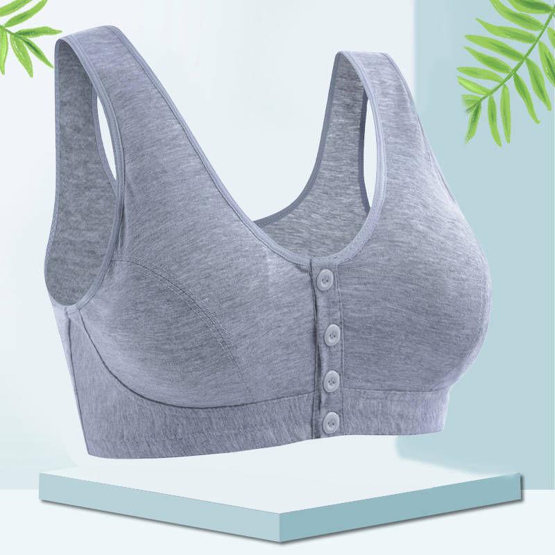 

Front Buckle Cotton Bra: Wireless, Plus Size, Vest Style for Middle-Aged & Elderly Women 6XL сірий колір