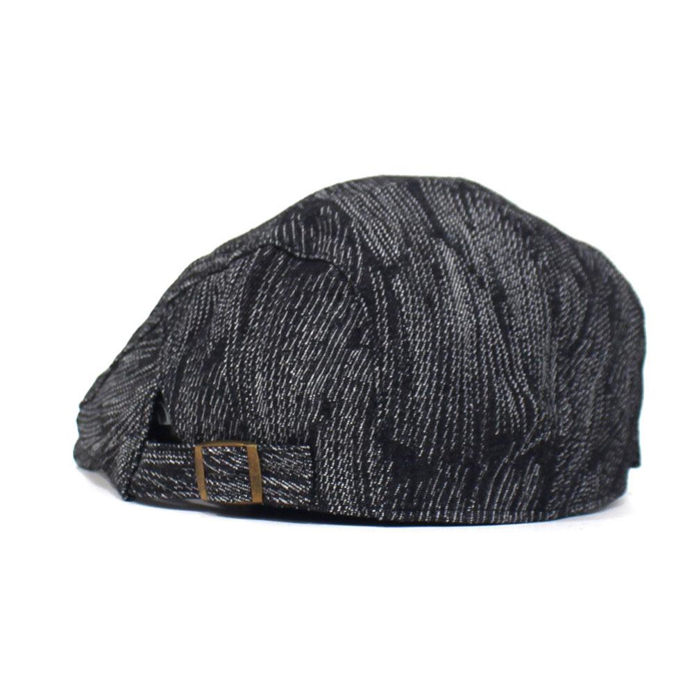 Fashion Cotton Jacquard Denim Beret British Vintage Versatile Forward-Facing Cap Striped Duckbill Cap Men's Trendy